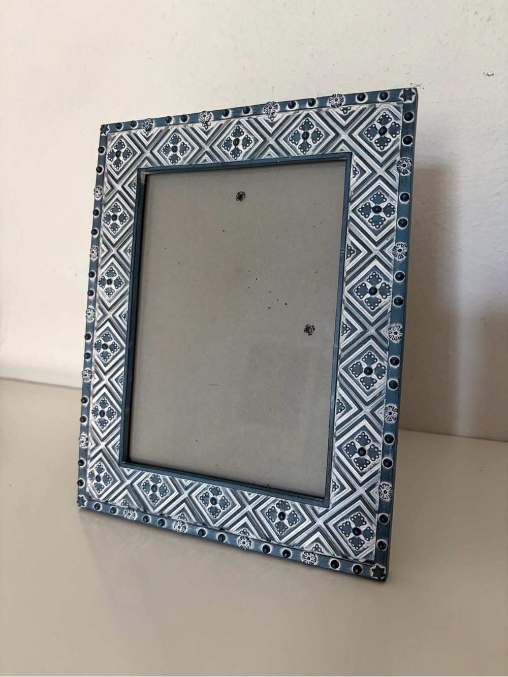Decorative Blue Patterned Photo Frame - Home Accents